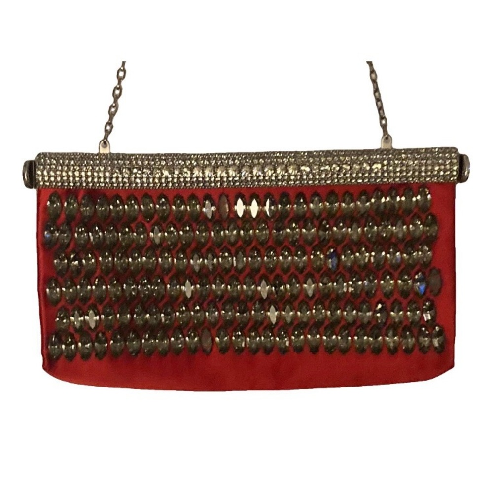 Elegant Red and Gold Clutch Bag